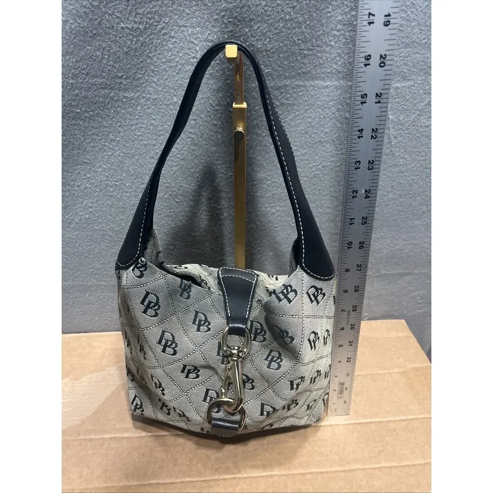 Vintage Dooney & Bourke Brown Canvas Leather Logo Latch Sac Hobo Shoulder Bag - Picture 10 of 12